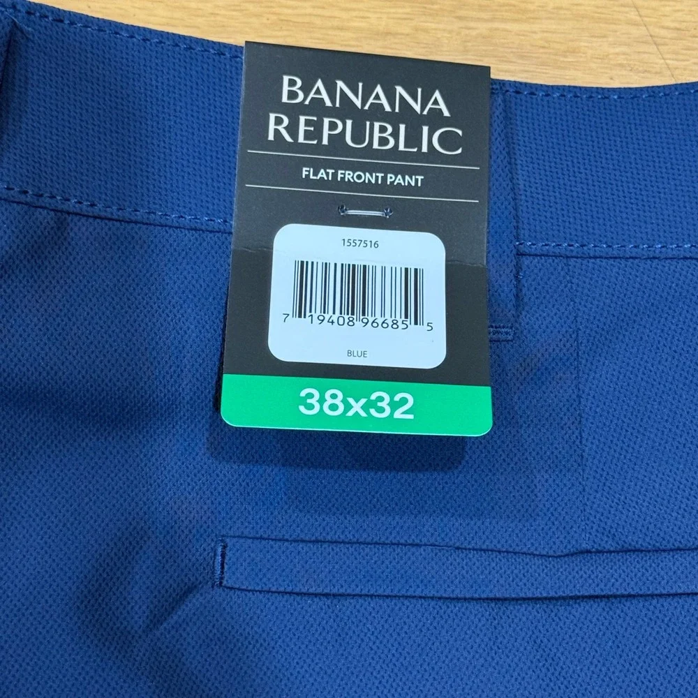 Banana Republic Mens Blue Flat Front Performance Pants 38x32 New With Tags‎